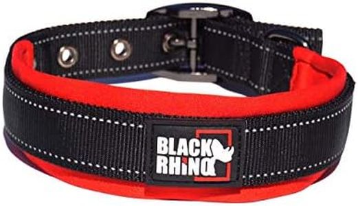 Black Rhino - The Comfort Collar Ultra Soft Neoprene Padded Dog Collar for All Breeds - Heavy Duty Adjustable Reflective Weatherproof (Large, Red/Black)