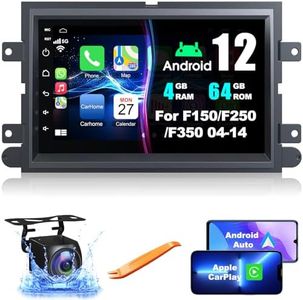 4+64G Android 12 Car Stereo for Ford 2004-2014 F150/F250/F350, 7 Inch IPS Touch Screen Car Radio with Wireless Carplay/Android Auto,GPS, WiFi, Bluetooth,FM, Support OBD2/DVR/DPS