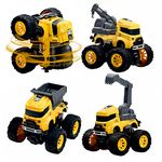 Construction Monster Truck Toys - 4pcs Excavator, Mixer, Crane, Dump Trucks Toy | Push and Go Friction Powered Cars Stunt Vehicles Playset | Kids Birthday Party Favors Gifts for 3+ Year Old Boys Girls