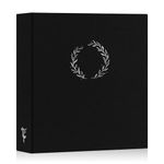 Lanpn Photo Album Scrapbook 8.5x11, Linen Cover Wreath Design Top Load 3 Ring Folder Binder Photobook Photo Book 8.5 x 11 inch with 30 Plastic Sleeves 60 Pages Black