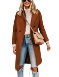 Tanming Women's Notch Lapel Double Breasted Wool Blend Mid Long Pea Trench Coat (Caramel-XXL)