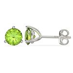 Aeon Jewellery Birthstone Stud Earrings - August Green Peridot | 925 Sterling Silver & Cubic Zirconia | Polishing Cloth Included | One Pair