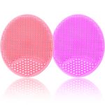 Baby Bath Brush, Baby Cradle Cap Brush, Silicone Massage Brush, Silicone Scrubbers Exfoliator Brush, Baby Skin Scrubbers Essential for Dry Skin, Cradle Cap and Eczema 2 Pack (Small-Pink&Purple)