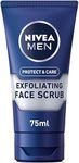 NIVEA MEN Protect & Care Exfoliating Face Scrub (75ml), Invigorating Men's Face Cleanser with Aloe Vera, Face Wash