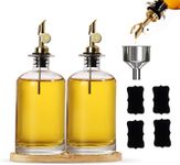 HNJZX Olive Oil Dispenser Bottle For Kitchen，Free Spout & Funnel，4 labels，Oil And Vinegar Dispenser Set，Oil Bottle for Cooking Glass Container|350ml, Set of 2