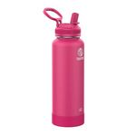 Takeya 40 oz CP Signature Pickleball Stainless Steel Insulated Water Bottle with Choice of Lid, Backspin Pink