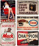 5PCS Gas Motor Oil Antique Tin Signs Vintage Gas Oil Metal Signs Garage Man Cave Bar Pub Wall Decor 8×12 Inch