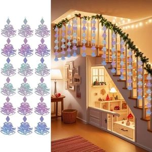 PMU Christmas Jingle Bells 40in Prismatic Pendant Silver - Garland Indoor Home Ornaments Silver Christmas Hanging Decor from Ceiling for Christmas Hanging Decoration for Christmas Tree (3/pkg) Pkg/1