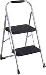 Cosco Two Step Big Step Folding Step Stool with Rubber Hand Grip, Grey