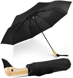 LEAGERA Compact Umbrellas for Rain&Sun, Travel Umbrella Cute Duck Head Handle Design for Girls Gifts,Folding Umbrella Lightweight and Small,Black