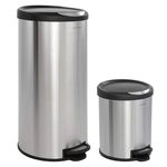 happimess Trash Can, Polypropylene, Stainless Steel, Large:7.9 Gallon Small:1.3 Gallon