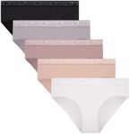 Lucky Brand Women's Underwear - 5 Pack Microfiber Hipster Briefs (S-XL), Size Large, Gardenia/Natural/Black/Silver Sconce/Multi