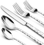 60 Piece Silverware Set for 12, Food-Grade Stainless Steel Utensils Set Includes Spoons Forks Knives, Sturdy Home Kitchen Eating Tableware Set,Wave Style Design & Mirror Polished - Dishwasher Safe