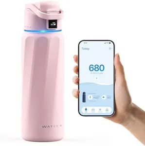 BOOST Smart Water Bottle with Reminder to Drink Water & Water Tracker Bottle - Double Wall Vacuum Insulated Water Bottle Stainless Steel, Wide Mouth 32 oz Water Bottles, Ideal for Gift - Pink