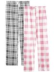 Vislivin Women's Pyjama Pants Checked Printed Plaid Lounge Pants Comfy Pajama Bottoms Soft Sleep Trousers with Pockets Black Stripe/Pink Stripe M