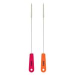 Hopop Straw Cleaning Brush | Stainless Steel Nylon Thin Pipes Drinking Straw Cleaning Brushes | Durable Bristle | Easy-to-Use Straw Cleaner Brush| Perfect for Cleaning Straws | Pack of 2 | Pink/Orange