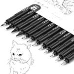 YISAN Black Drawing Pens,Fineliner Ink Pens,Set of 12 Micro-Pens,Anime Pigment Pen,Art Pens,for Sketching,Technical Drawing 902195