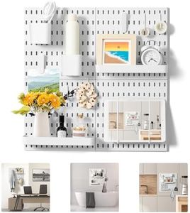 VUSIGN Pegboard Combination Wall Organizer Kit, 4 Pieces Pegboards and 17 Accessories Modular Hanging, Wall Mount Display Peg board Panel Kits for Bedroom, Home, Office, Bathroom, 22" x 22", White