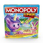 Monopoly Junior: Unicorn Edition Board Game for 2-4 Players, Magical-Themed Indoor Game for Kids Ages 5 and Up, English