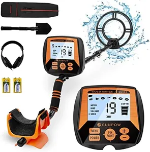 SUNPOW Metal Detector for Adults, Professional Waterproof High Accuracy Metal Detector, 10'' Detection Depth, Pinpoint & Disc & Notch & All Metal & Volume Modes, Strong Anti-Interference-GC-1083