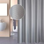 EurCross Small Waffle Polyester Shower Curtain Grey, Mildew-free and Waterproof Lattice Design Bath Curtains with Hooks for Shower Stall 90x180cm