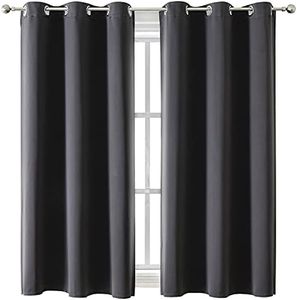 ChrisDowa Grommet Blackout Curtains for Bedroom and Living Room - 2 Panels Set Thermal Insulated Room Darkening Curtains (Dark Grey, 42 x 63 Inch)