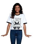 The Souled Store Women Official Spongebob: Happiness White Printed Oversized Cropped T-Shirts (Large)