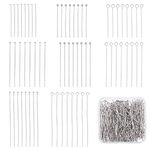 SUNNYCLUE 1 Box 600Pcs 8 Style 1.2/1.6/2inch Stainless Steel Eyepins Head Pins Flat Head Pin Ball Pins Open Eye Pin for Jewellery Making Accessories Women DIY Craft Beading Earrings Findings Supplies