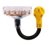 PEAKTOW PTR0135 RV Generator Distribution Adapter Power Cord 110V 30 Amp TT-30P to 20 Amp/15 Amp 5-20R/5-15R T-Blade Household Connectors with LED Indicator cETL Listed