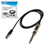 HQRP 2.5ft 4-Pin Mini Connector (TA4F) to 1/4" Connector Instrument Cable for Shure PGX-D/GLX-D/QLX-D/ULX-D Digital Wireless Systems + HQRP Coaster