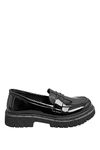 Yours - Patent Chunky Saddle Loafers in E Wide Fit & Eee Extra Wide Fit - Women's - Plus Size Curve Black