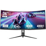 KOORUI 34 inch Ultrawide Curved Gaming Monitor,240hz,WQHD(3440x1440),HDR400,Contrast 4000:1,1ms,1500R,Adaptive Sync,PIP/PBP,VESA,DP/HDMI G3441XC