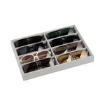 Frebeauty Sunglass Organizer,Velvet Glasses Organizer,8-Slot Sunglasses Tray for Drawer,Men's/Women's Sunglasses Box,Sunglass Holder,13.3 x 9.6 x 1.5 Inches,Eyeglass/Eyewear Display Tray(Grey)