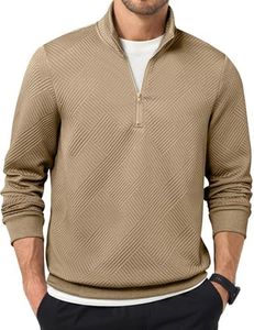 Dokotoo Men Mens Quarter Zip Sweatshirts Fall Winter Clothes Long Sleeve Oversized Shirt Geometric Texture Solid Graphic Hoodies Workout Pullover Warm Knit Mock Neck Sweater Polo Brown X-Large