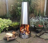 Made O' Metal Stainless Steel 110cm Garden Patio Cone Chimenea Log Burner Heater