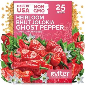KVITER 25 Bhut Jolokia Hot Pepper Seeds (Capsicum chinense) – Ghost Peppers Seed, Red Hot Chili Pepper Seed Packets – Non GMO Heirloom Indian Indoor Vegetable Garden Seeds & Outdoors, Containers
