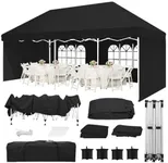Eachbid 10x20 Pop Up Canopy Gazebo with 4 Removable Sidewalls, Windows, Carry Bag, Portable Waterproof Outdoor Tent, Commercial Instant Gazebo Tent for Patio/Outdoor/Wedding Parties and Events