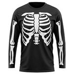 Purple Print House Skeleton T Shirt for Men Women Kids, Halloween Costumes, Fancy Dress, Long Sleeve Party Outfit Matching Family Halloween Tshirts, L, Black