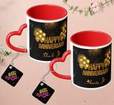 NH10 DESIGNS Happy Anniversary Printed Heart Handle Mug With Keychain (Pack of 2) For Uncle Ji and Aunty Ji Marriage Anniversary Gift For Uncle Aunty Best Gift For Wedding Anniversary- HA2BBGHHRMKV 24