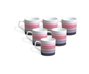 Clay Craft Director Hilton 390 Bone China Coffee Mug Set, 220ml/6.6cm, Set of 6, Multicolour- (CM-Director-Hilton-390), Standard