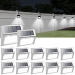 Solar Powered Step Lights,12 Pack Solar Deck Step Lights Outdoor, Stair Lights Waterproof for Driveway, Fence, Patio, Garden, Pathway, Cold White