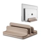 CoStySee Leather Vertical Laptop Stand,Dual Laptop Holder Stand,Laptop Organizer with Adjustable Dock (18-26mm/0.7-1 in) for All MacBook/Tablet/Surface/Dell/iPad (Apricot)