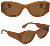 DIFF Zoe Designer Angular Sunglasses for Women UV400 Polarized, Salted Caramel + Brown