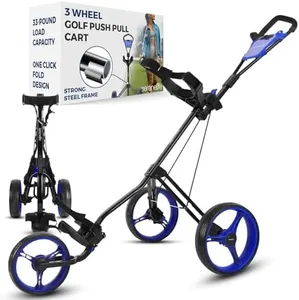 SereneLife 3 Wheel Golf Push Cart – Ultra Lightweight, Small Folding Size, New-Version Scorecard Holder – Golf Accessories for Men, Golf Cart, Wagons Carts Foldable