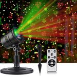 Christmas Projector Lights Outdoor, Waterproof Christmas Laser Lights Landscape Spotlight Decorative Stage Lights with Red and Green Xmas Patterns for Party Garden Patio Wall Ceiling Floor