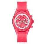 GUESS Ladies Sport Clear Multifunction 39mm Watch, Red/Red/Red, Classic