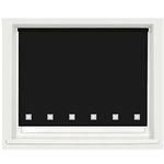 100% Polyester Square Eyelet Trimmable Daylight Roller Blinds (150cm Wide x 165cm Drop, Black)