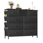 Dresser for Bedroom, Tall Storage Tower Standing Organizer with 10 Fabric Drawers, Sturdy Metal Frame, Organizer Unit for Living Room Hallway Closet, 11.8" D x 38.7" W x 39.4" H, Black