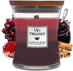 WoodWick Medium Hourglass Scented Trilogy Candle, Sun-Ripened Berries, with Crackling Wick, Up to 60 Hours Burn Time