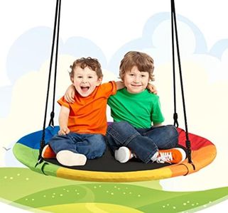 100CM/40 Waterproof Flying Saucer Tree Swing Set, Indoor Outdoor Round Swing Toy for Kids, 300KG Capacity - Adjustable Hanging Ropes, Safe and Sturdy Swing for Children Park Backyard Play Equipment